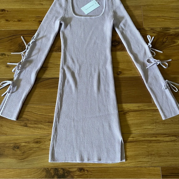 Lovers + Friends Abel Lavender Long Sleeve Knit Sweater Mini Dress New Large - Picture 7 of 13